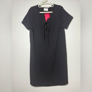 Everly Black Lace-Up Shift‎ Dress